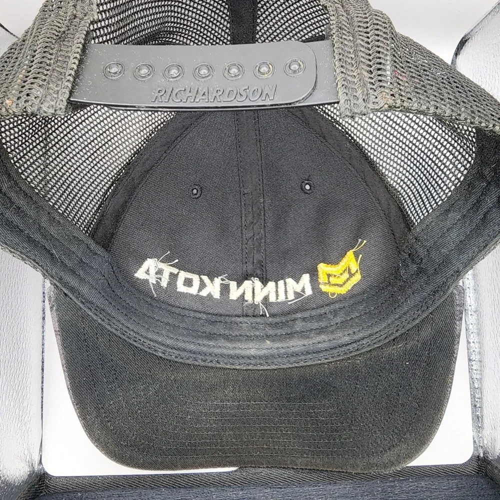 Minn Kota Richardson 112P‎ Trucker Hat Mens Black Camo Mesh Snapback Fishing Cap